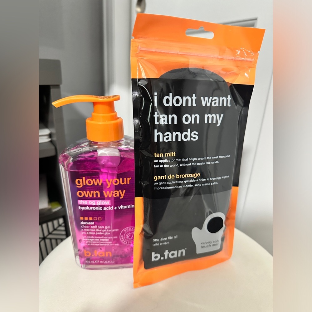 NWT-unopened b.tan glow your own way - self tan gel + b.tan tan mitt bundle